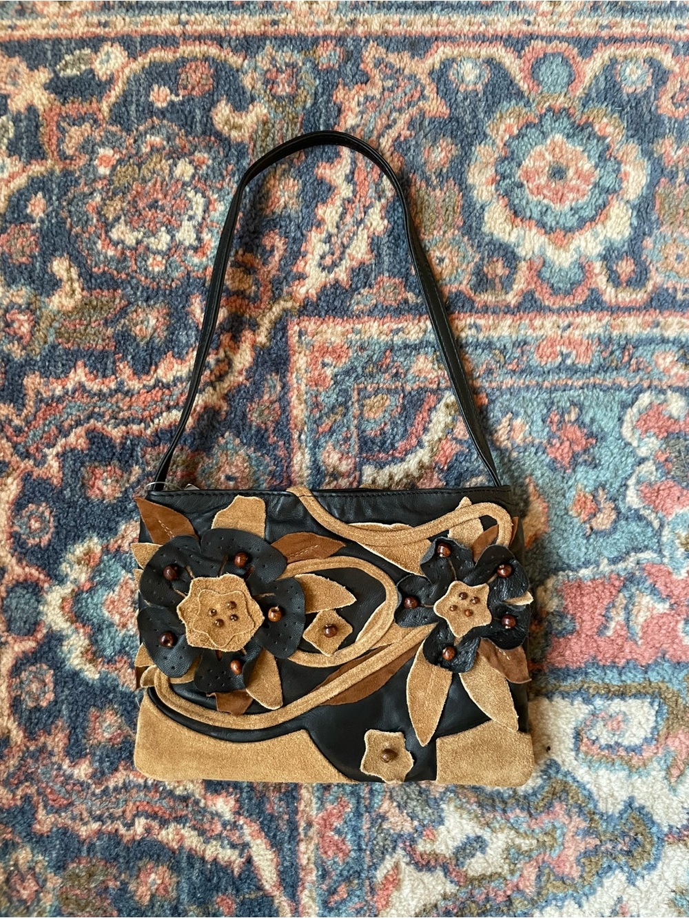 Vintage Y2K Leather Suede Patchwork Shoulder Bag